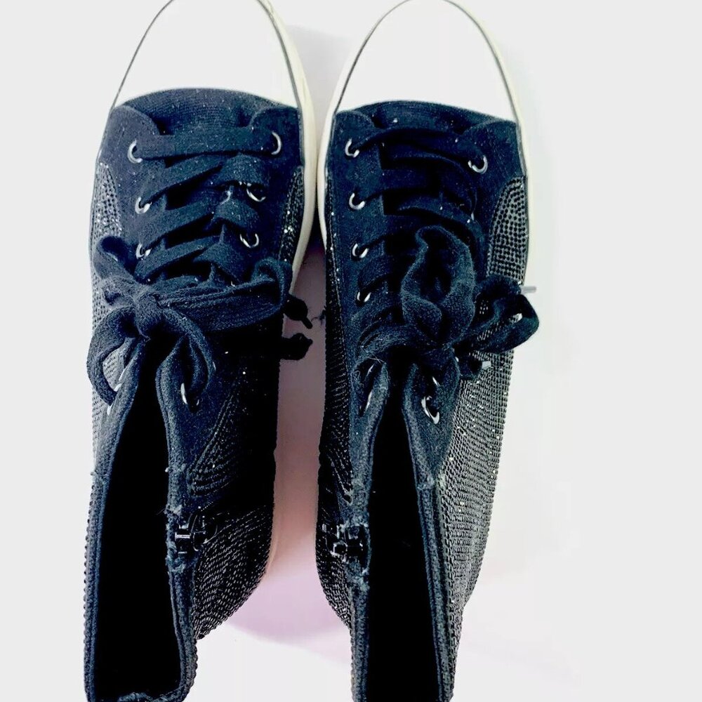 Steve Madden Berker Black Rhinestone high-top Platform Sneakers Size 9 - Picture 8 of 13